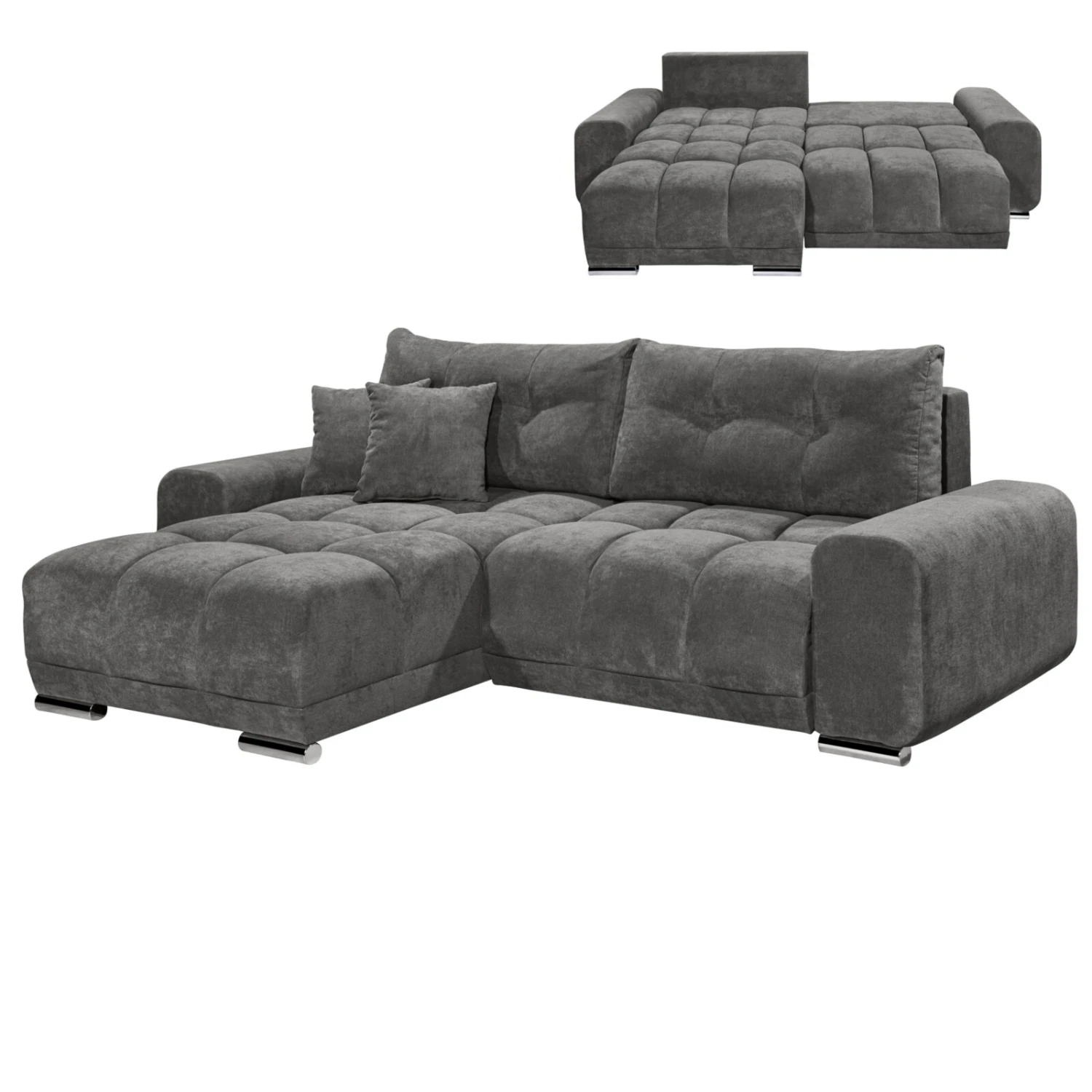 Ecksofa - stone - beidseitig montierbar - Staukasten und Liegefunktion 1 Ecksofa - stone - beidseitig montierbar - Staukasten und Liegefunktion