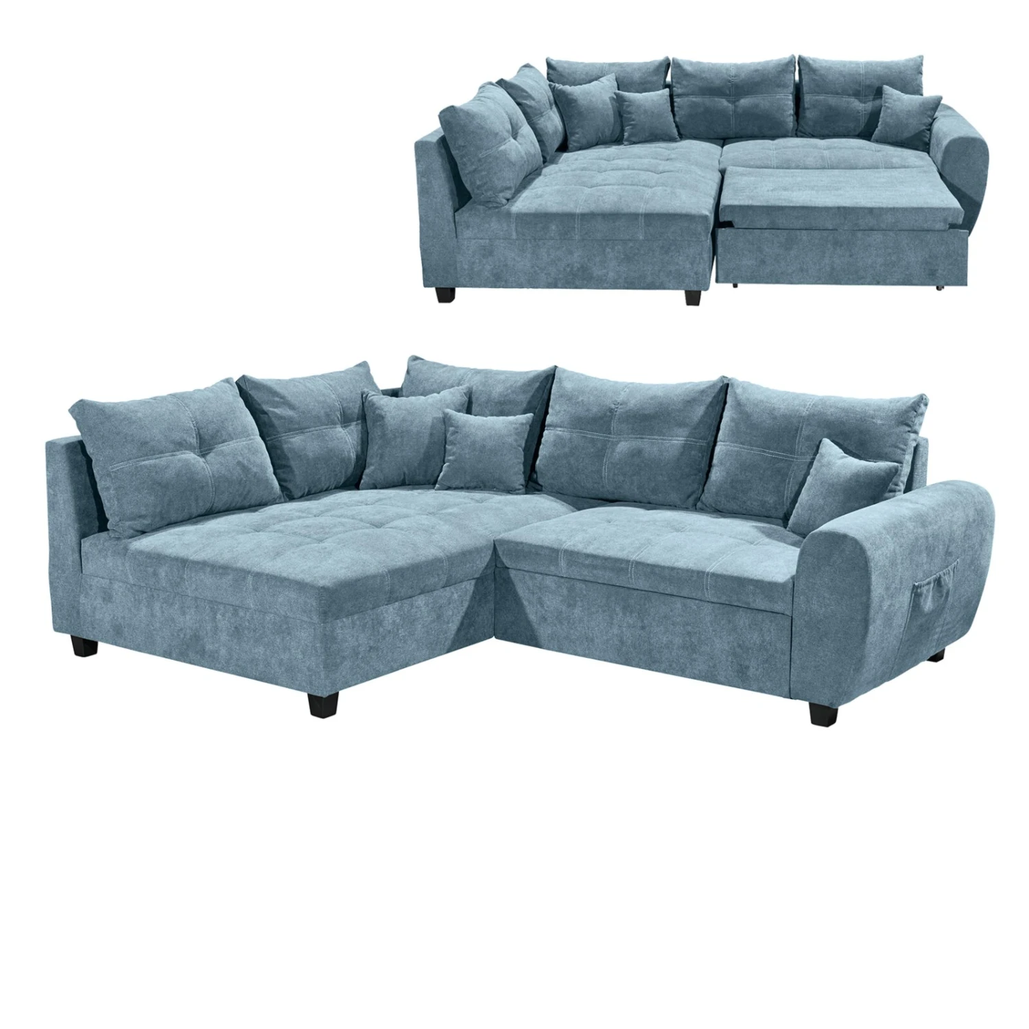 Ecksofa - denim - Liegefunktion - Recamiere links 1 Ecksofa - denim - Liegefunktion - Recamiere links