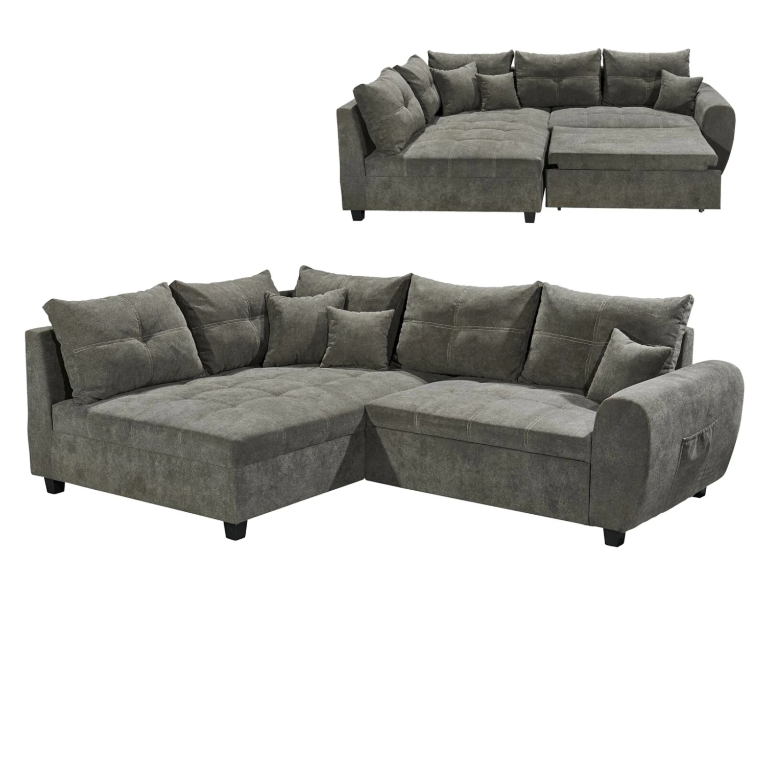 Ecksofa - stone - Liegefunktion - Recamiere links 1 Ecksofa - stone - Liegefunktion - Recamiere links