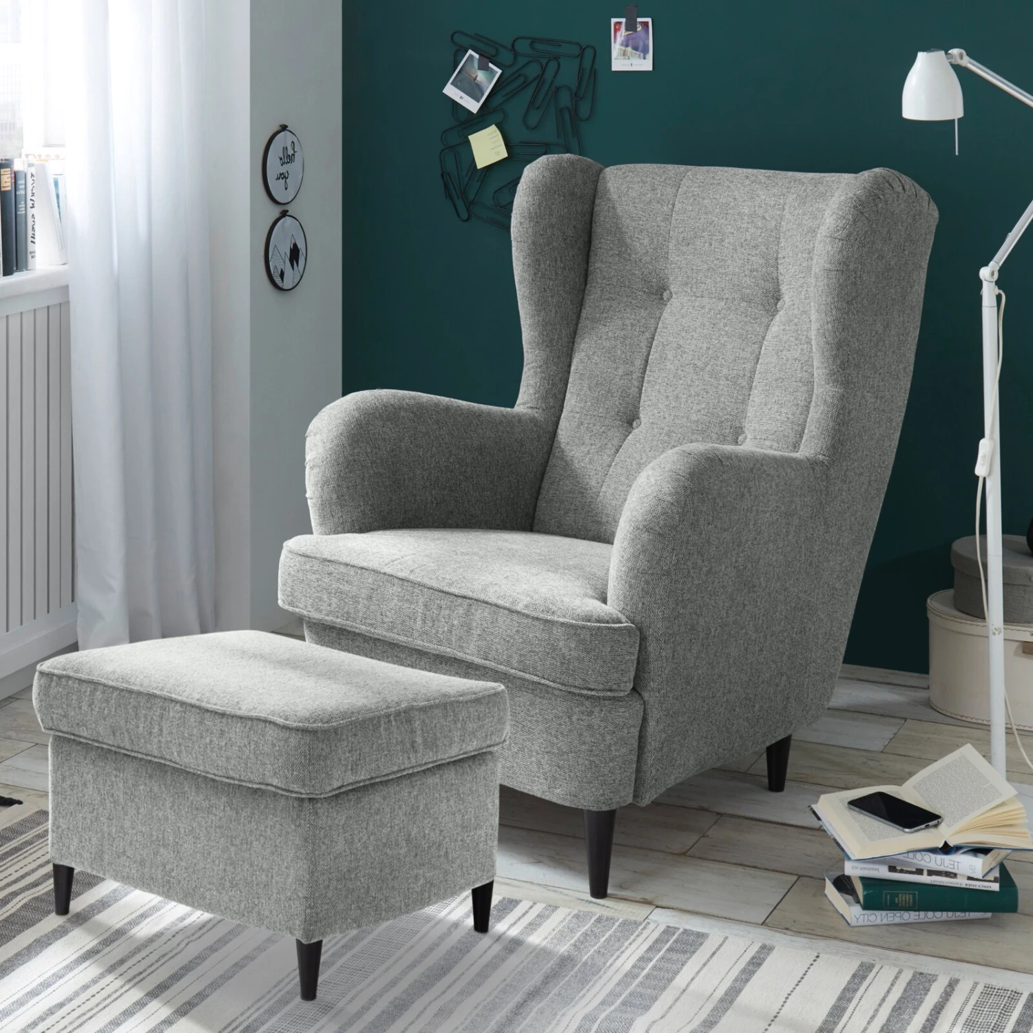 Hocker - grau - Webstoff 3 Hocker - grau - Webstoff – Bild 3