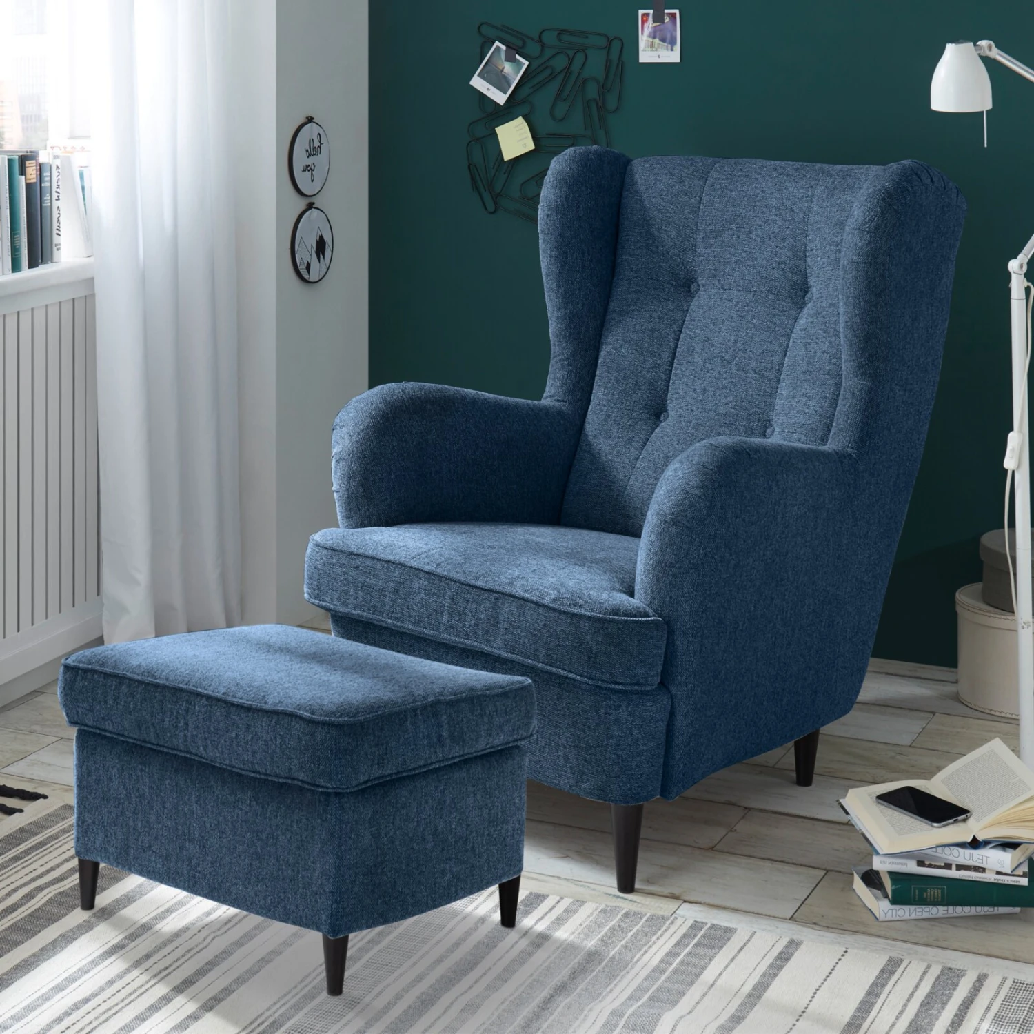 Hocker - dunkelblau - Webstoff 3 Hocker - dunkelblau - Webstoff – Bild 3