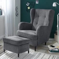 Hocker - anthrazit - Webstoff -Wohnzimmer Verkäufe 1227007606 03 1600Wx1600H