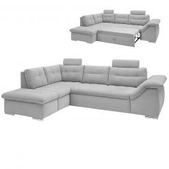 Ecksofa - silver - Ottomane links - mit Funktion