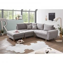 Eckgarnitur - light grey - Recamiere links - mit Hocker -Wohnzimmer Verkäufe 1227008900 03 1600Wx1600H