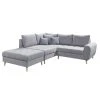 Eckgarnitur - light grey - Recamiere links - mit Hocker