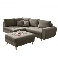 Eckgarnitur - schlamm - Recamiere links - mit Hocker