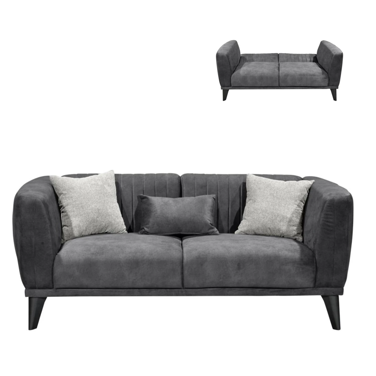 Schlafsofa - anthrazit - 2-fach verstellbar 1 Schlafsofa - anthrazit - 2-fach verstellbar