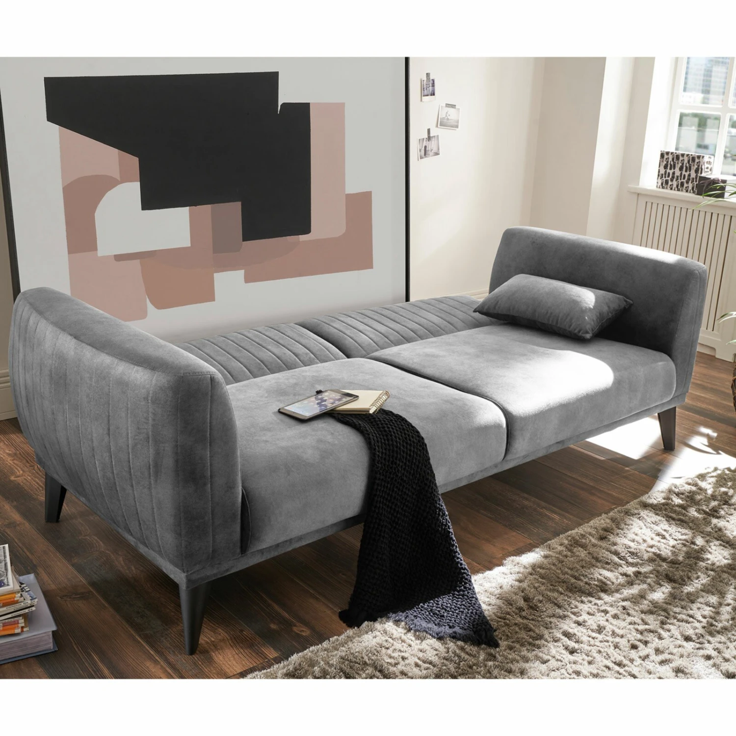 Schlafsofa - grau - 2-fach verstellbar 2 Schlafsofa - grau - 2-fach verstellbar – Bild 2