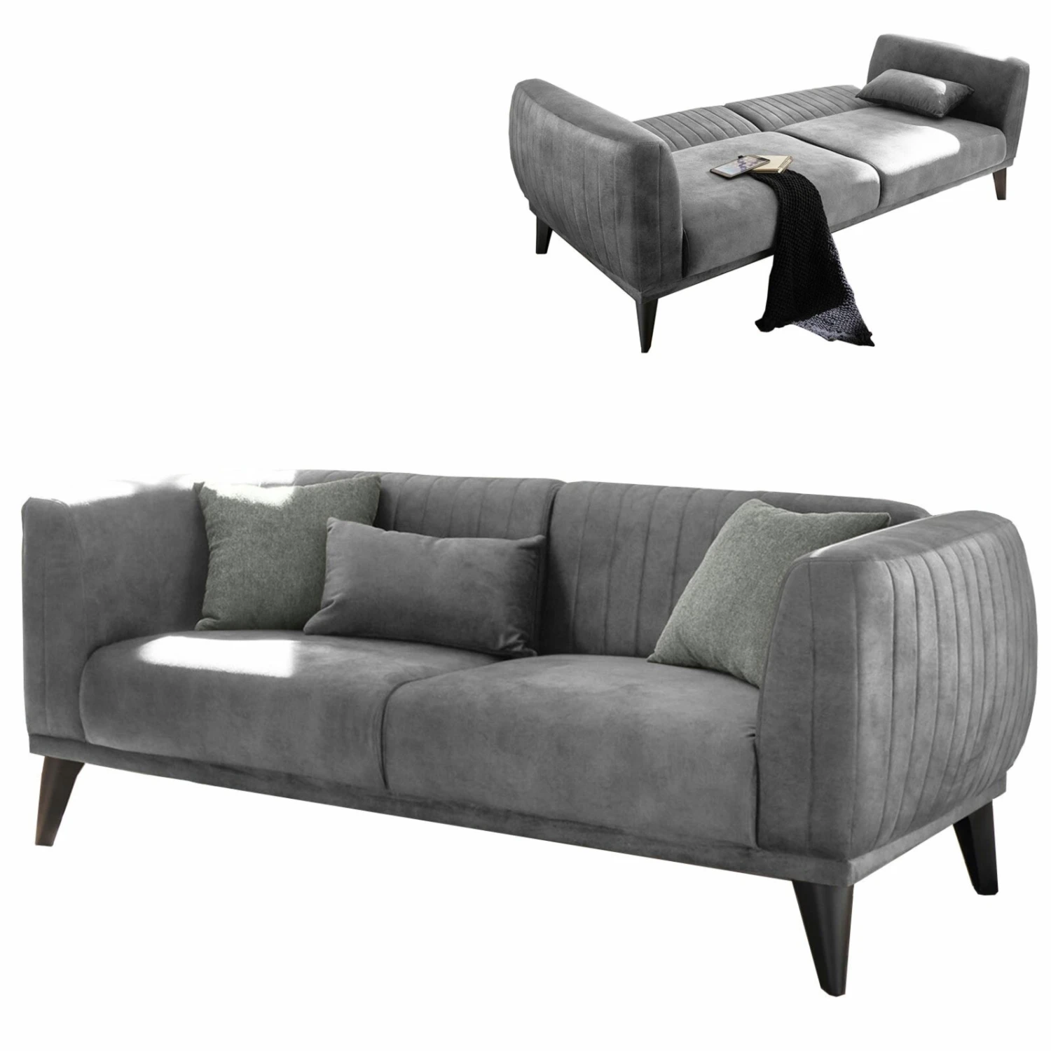Schlafsofa - grau - 2-fach verstellbar 1 Schlafsofa - grau - 2-fach verstellbar