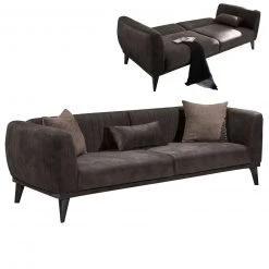 Schlafsofa - espresso - inklusive Zierkissen