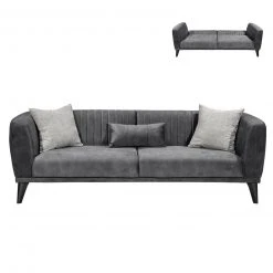 Schlafsofa - anthrazit - inklusive Zierkissen