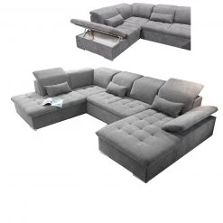 Wohnlandschaft - dunkelgrau - Liegefunktion - Recamiere links