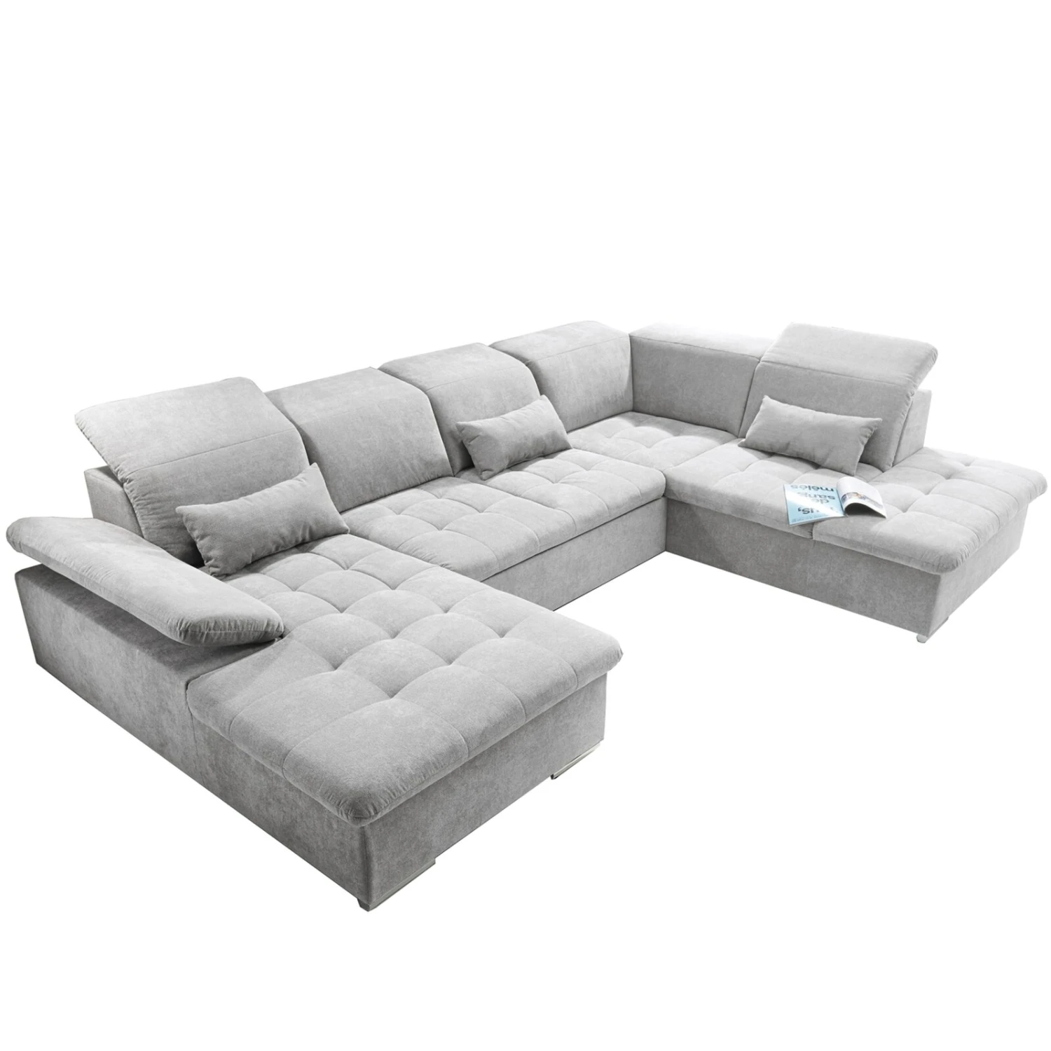 Wohnlandschaft - silber - Liegefunktion - Recamiere rechts 4 Wohnlandschaft - silber - Liegefunktion - Recamiere rechts – Bild 4