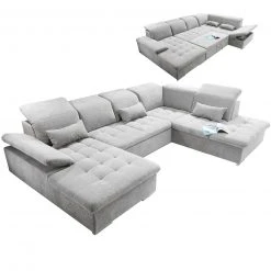 Wohnlandschaft - silber - Liegefunktion - Recamiere rechts