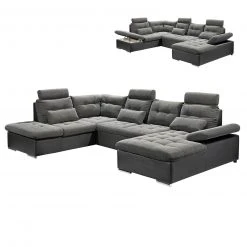 Wohnlandschaft - schwarz - Liegefunktion - Recamiere links