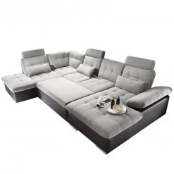 Wohnlandschaft - schwarz-silber - Liegefunktion - Recamiere links -Wohnzimmer Verkäufe 1227010703 09 1600Wx1600H