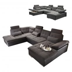 Wohnlandschaft - dunkelgrau - Liegefunktion - Recamiere links