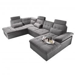 Wohnlandschaft - schwarz-anthrazit - Liegefunktion - Recamiere links -Wohnzimmer Verkäufe 1227010705 09 1600Wx1600H