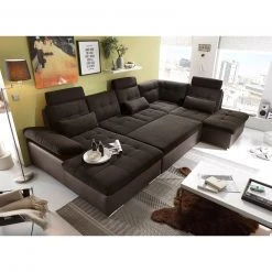 Wohnlandschaft - schwarz-braun - Liegefunktion - Recamiere rechts -Wohnzimmer Verkäufe 1227010806 03 1600Wx1600H