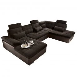 Wohnlandschaft - schwarz-braun - Liegefunktion - Recamiere rechts -Wohnzimmer Verkäufe 1227010806 09 1600Wx1600H