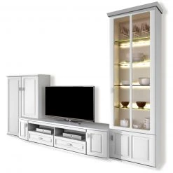 4-teilige Wohnwand - Tonweiß matt