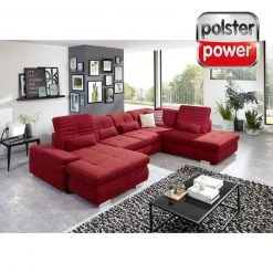polsterpower Wohnlandschaft - rot - Microchenille - Basismodell - Canapé links