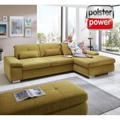 polsterpower Ecksofa - gelb - Flachgewebe - Basismodell - Canapé rechts