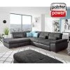 polsterpower Ecksofa - schwarz-anthrazit - Basismodell - Anstellhocker links