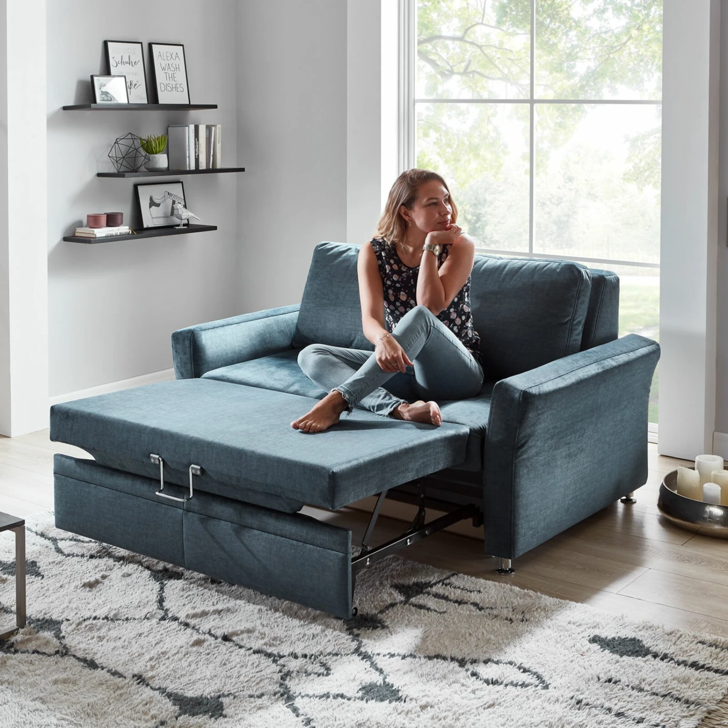 polsterpower Schlafsofa - marine - Federkern - mit Liegefunktion 5 polsterpower Schlafsofa - marine - Federkern - mit Liegefunktion – Bild 5