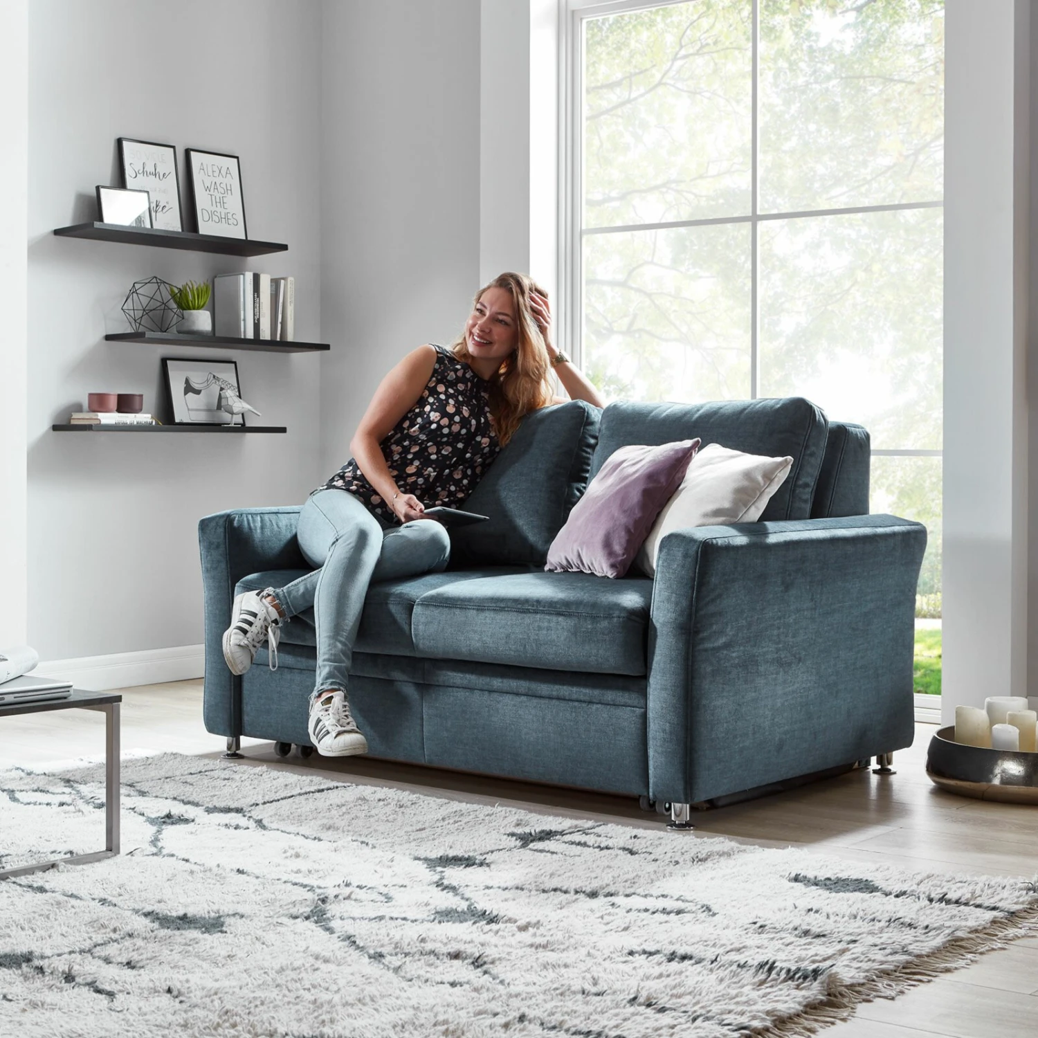 polsterpower 2-Sitzer-Sofa - marine - Federkern - mit Rückenkissen 2 polsterpower 2-Sitzer-Sofa - marine - Federkern - mit Rückenkissen – Bild 2