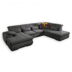 Wohnlandschaft - anthrazit - Kopfpolsterverstellung - Canapé links