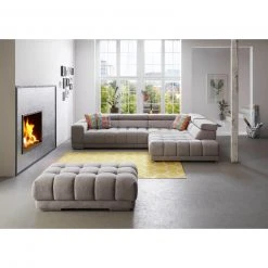 Ecksofa - silver - Kopfpolsterverstellung - Anstellhocker rechts -Wohnzimmer Verkäufe 1231013177 03 1600Wx1600H