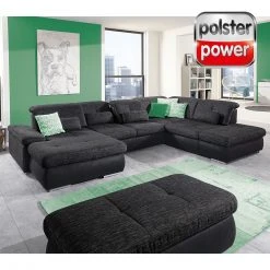 polsterpower Wohnlandschaft - anthrazit-schwarz - Basismodell - Canapé links