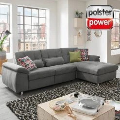 polsterpower Ecksofa - grau - Basismodell - Canapé rechts