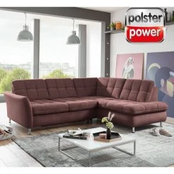 polsterpower Ecksofa - rot - mit Sitztiefenverstellung - links