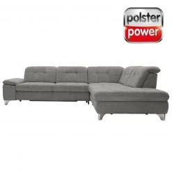 polsterpower Ecksofa - Belle silver - Basismodell - Ottomane rechts