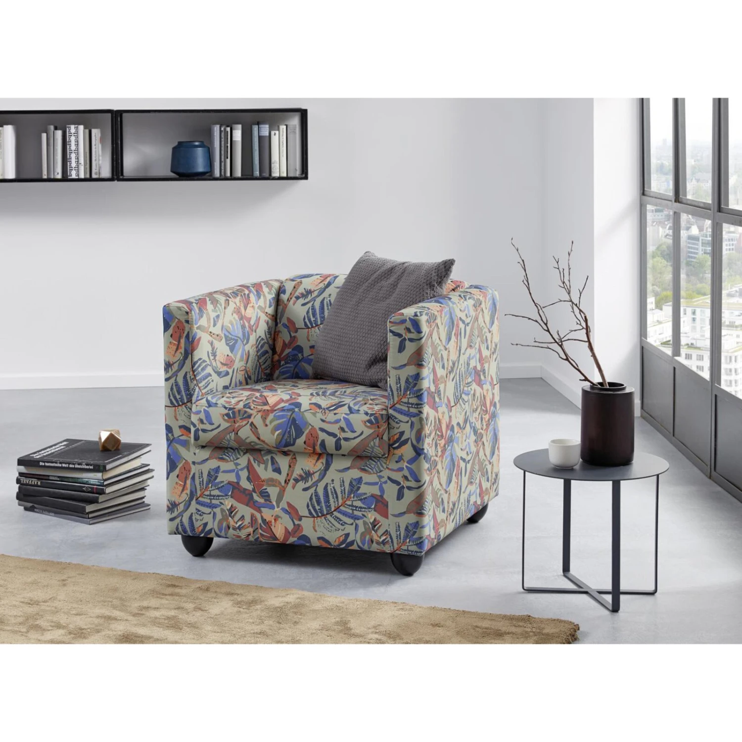 Sessel - LOOKS by Wolfgang Joop - grau gemustert - Holzfüße 3 Sessel - LOOKS by Wolfgang Joop - grau gemustert - Holzfüße – Bild 3