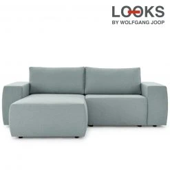 Ecksofa - LOOKS by Wolfgang Joop - eisblau - beidseitig montierbar