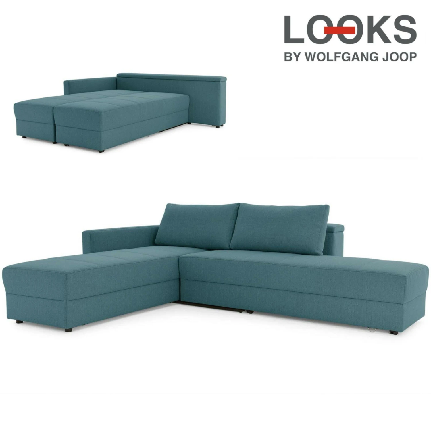 Ecksofa - LOOKS by Wolfgang Joop - petrol - Boxspring - Longchair links 1 Ecksofa - LOOKS by Wolfgang Joop - petrol - Boxspring - Longchair links