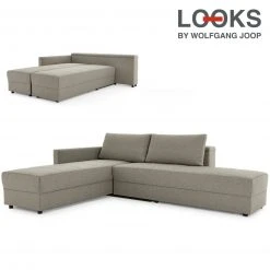 Ecksofa - LOOKS by Wolfgang Joop - hellgrau - Boxspring - Longchair links