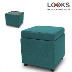 Polsterhocker - LOOKS by Wolfgang Joop - petrol - Tischfunktion