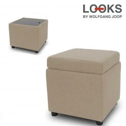 Polsterhocker - LOOKS by Wolfgang Joop - beige - Tischfunktion
