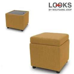 Polsterhocker - LOOKS by Wolfgang Joop - senf - Tischfunktion