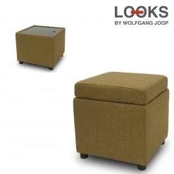 Polsterhocker - LOOKS by Wolfgang Joop - messing - Tischfunktion