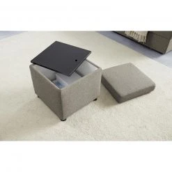 Polsterhocker - LOOKS by Wolfgang Joop - hellgrau - Tischfunktion -Wohnzimmer Verkäufe 1238007001 04 1600Wx1600H