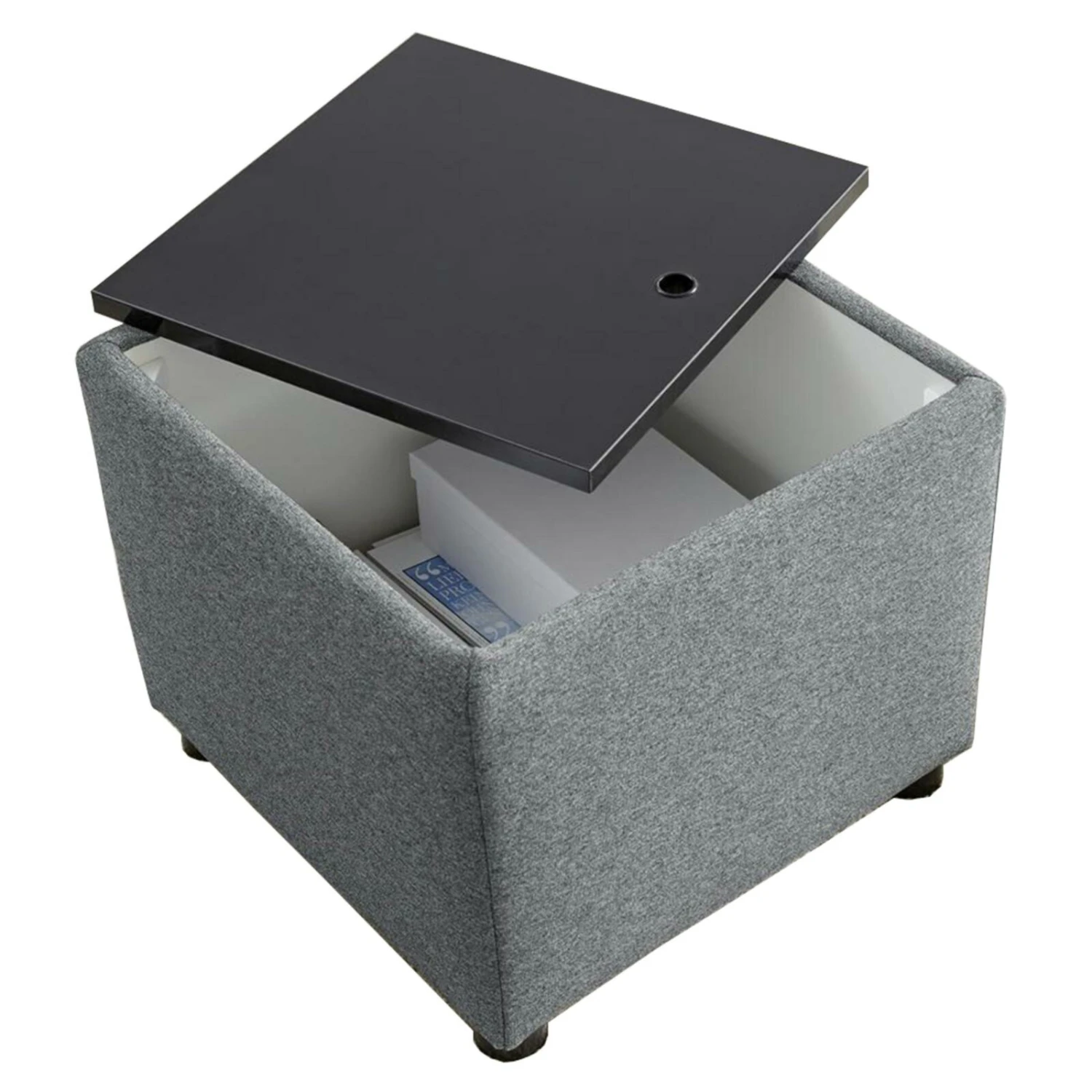 Polsterhocker - LOOKS by Wolfgang Joop - dunkelgrau - Tischfunktion 2 Polsterhocker - LOOKS by Wolfgang Joop - dunkelgrau - Tischfunktion – Bild 2