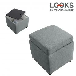 Polsterhocker - LOOKS by Wolfgang Joop - dunkelgrau - Tischfunktion