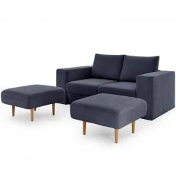 Sofa mit 2 Hockern - LOOKS by Wolfgang Joop - dunkelblau - 172 cm -Wohnzimmer Verkäufe 1238010300 13 1600Wx1600H