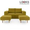 Sofa mit 2 Hockern - LOOKS by Wolfgang Joop - senf - 172 cm