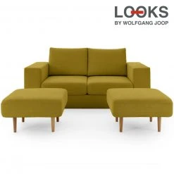 Sofa mit 2 Hockern - LOOKS by Wolfgang Joop - senf - 172 cm